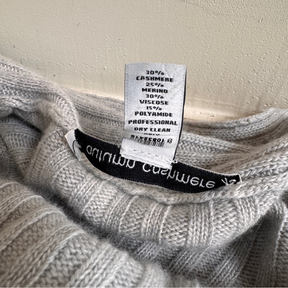 Autumn Cashmere Light Gray Open Front Ribbed Cashmere Cardigan Womens Size S - Picture 14 of 14